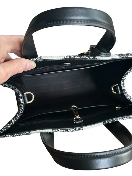 Kate Spade Polka Dot Tweed Satchel Crossbody NWT Black White 2 Way Bag - Picture 11 of 17